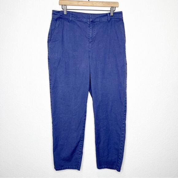 Peruvian Connection Kelvy Cropped Linen Blend Straight Trousers Pant Garnet Dyed - Picture 3 of 13